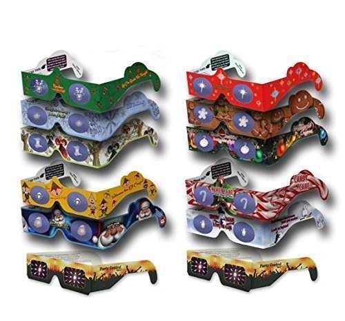 23 Pairs 3D Christmas New Years - Includes Jingle Bells GLASSES -14 Different - Most Different Styles - Folded & sleeved - Transform Christmas & New Years Lights Into Magical Images