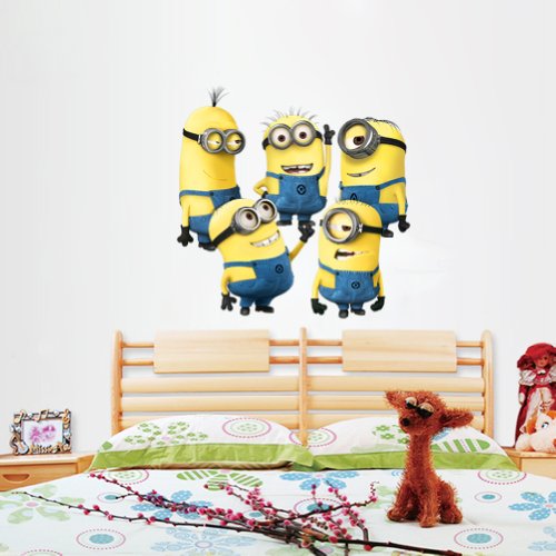 WOOTOP-Cute and Lovely 3D Despicable Me Yellow Beans DIY Vinyl Wall Decal Sticker 3D/DespicableMe
