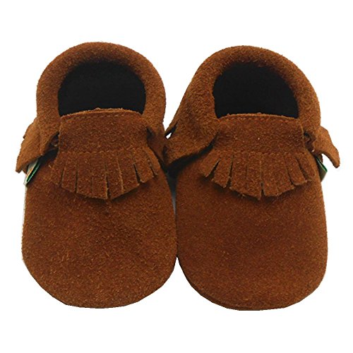 Sayoyo Cashmere cattle Baby Tassels Soft Sole Leather Infant Toddler Prewalker Shoes (12-18 months, saddlebrown)