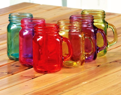 Hillbilly Country Glass Mason Jar Set of 6 Assorted Colors
