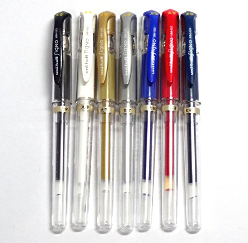 Uni-ball Signo Broad UM-153 Gel Ink Pen, 7 colors set (Japan Import) [Komainu-Dou Original Package]