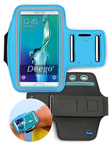 Galaxy S5, Galaxy S6,galaxy S6 Edge Sport Armband , Nancy's Shop Easy Fitting Sports Universal Running Armband with Build in Screen Protect Case Cover Running Band Stylish Reflective Walking Exercise Mount Sports Universal Armband Case+ Key Holder Slot for Samsung Galaxy S 5 , Samsung Galaxy S6,samsung Galaxy S 6 Edge (Sky Blue)