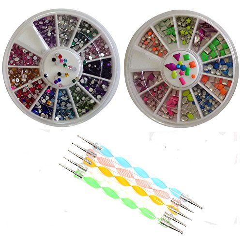 MASH Rhinestones 2400 Piece 12 Color Nail Art Nailart Manicure Wheels
