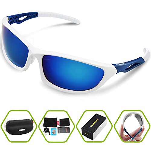 Torege Polarized Sports Sunglasses For Men Women Cycling Running Fishing Driving Baseball Golf TR90 Unbreakable Frame TR010