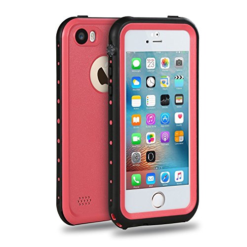 iPhone 5 Waterproof Case, Merit IP68 Standard Protection Dirt-poof Shockproof Snow-proof and Waterproof Case for iPhone SE/5/5s (Pink)