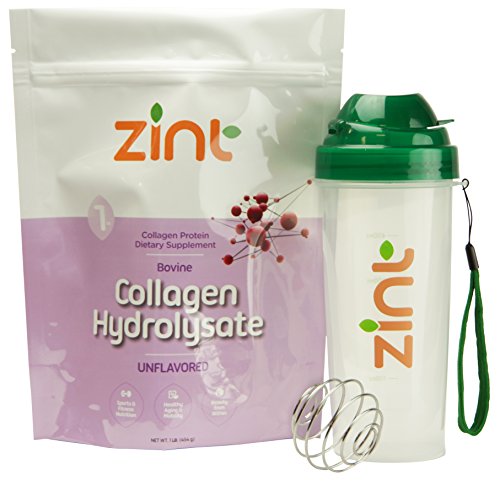 Collagen Hydrolysate Protein Powder 1 Lb with Shaker Bottle By Zint - Organic Non GMO - Kohser Certified