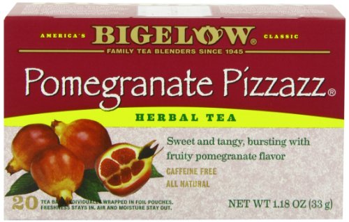 Bigelow Pomegranate Pizzazz Herbal Tea, 20-Count Boxes (Pack of 6)
