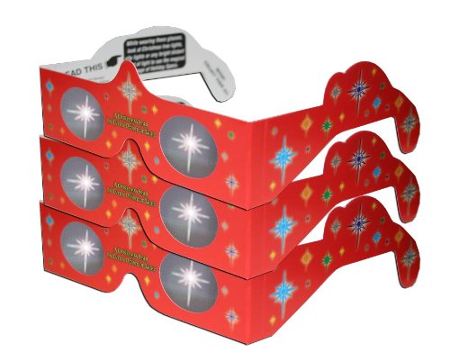 3D Christmas Glasses - Holiday Specs - Transform Christmas Lights Into Magical Images - Christmas Star - 3 Pairs