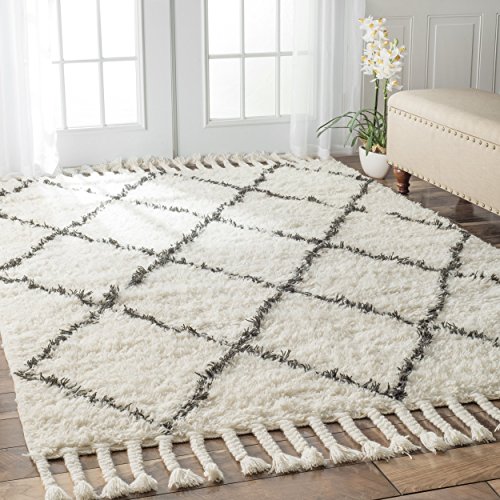 nuLOOM Venice Collection 100-Percent Wool Area Rug, 5-Feet by 8-Feet, Moroccan, Natural