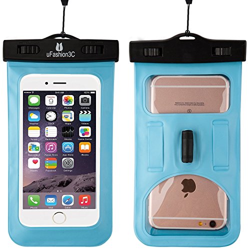 uFashion3C [Non-Float] Waterproof Cell Phone Case Dry Bag Pouch [With Headphone Jack,Armband,Lanyard] for iPhone 6,6S,6 Plus,6S Plus, Samsung Galaxy S5,S6,S7,Edge,Note 3,4,5,LG G3,G4,G5 (Blue)