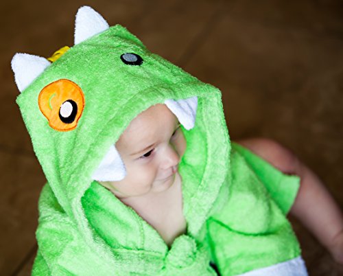 Baby-Steps, Green Monster Hooded Bathrobe and Towel, 0-12 Months, Bath Robe Baby Shower Gift. Free Gift Box with Purchase!