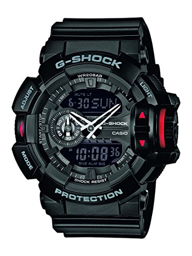 Casio Men's Quartz Watch with Black Dial Analogue - Digital Display and Black Resin Strap GA400-1BER