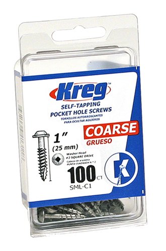 Kreg SML-C1 - 100 1-Inch Pocket Screws No.8 Coarse, Washer-Head, 100 Count