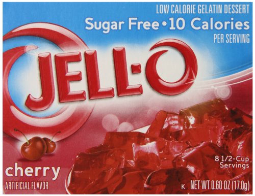 Kraft Jell-O Sugar-Free Gelatin Dessert, Cherry, 0.60-Ounce Boxes (Pack of 24)