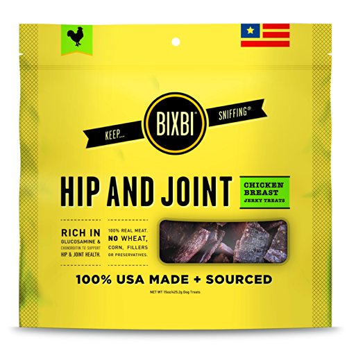 BIXBI USA Made Hip and Joint Dog Jerky Treats, 15-Ounce, Chicken