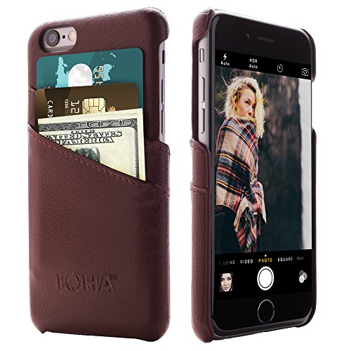iPhone 6 / 6s Wallet Case Genuine Leather by LOHA [Brown] - Best Slim Case with Screen Protector