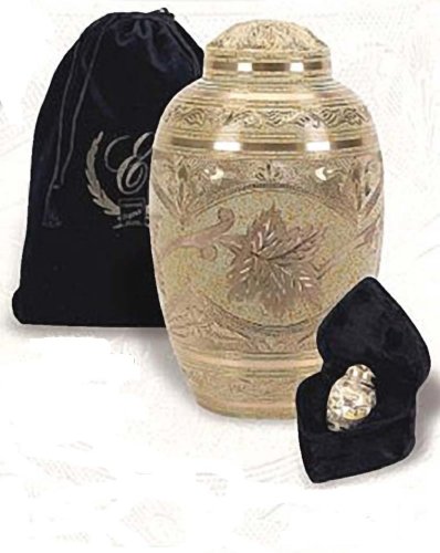 The UrnConcern® Severn Cremation Urn. A Hand Engraved Cremation Urn Manufactured From Solid Brass With Cream Wash Finish. Available in 3 or 11 height.