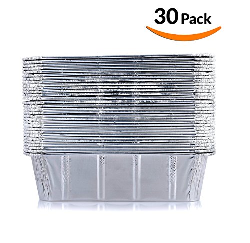 DOBI Loaf Pans - Disposable Aluminum Foil 2Lb Bread Pans, Standard Size - 8.5 X 4.5 X 2.5 Inches, Pack of 30. Favorite Bread Tin Size for Homemade Cakes, Breads, Meatloaf and quiche