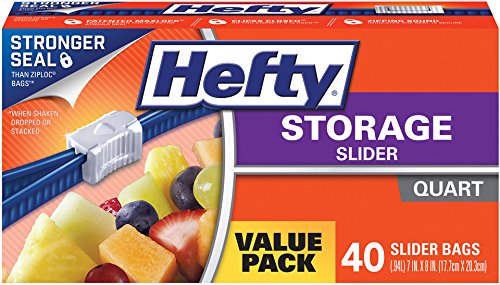 Hefty Slider Storage Bags, Quart, 40 Count