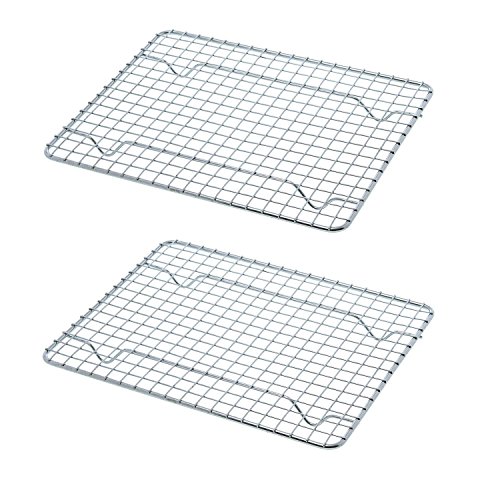Heavy-Duty 1/4 Size Cooling Rack, Cooling Racks, Wire Pan Grates, Commercial Grade, Oven-Safe, Chrome, 8 x 10 Inches, Set of 2 by The Cook's Connection