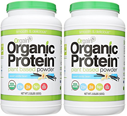 Orgain Organic lHWwu Protein Plant-Based Powder - Vanilla Bean - 2 Bottles