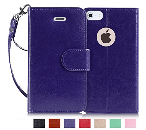 iPhone SE Case, iPhone 5S Case, iPhone 5 Case, Fyy [Top-Notch Series] Premium PU Leather Wallet Case Protective Cover for Apple iPhone SE (2016 Release) / 5S / 5 Purple