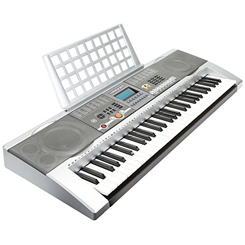 Hamzer 61 Key Electronic Music Electric Keyboard Piano with USB MP3 Playback - Silver