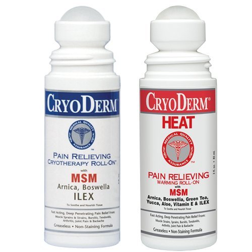CryoDerm Heat & Cold Pain Relieving 3 Ounce Roll-On Combo 2-Pack