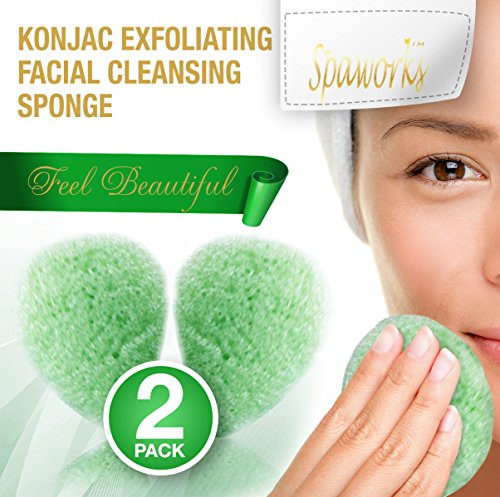 SpaWorks Konjac Exfoliating Facial Cleansing Sponge - 2 pack - Feel Beautiful