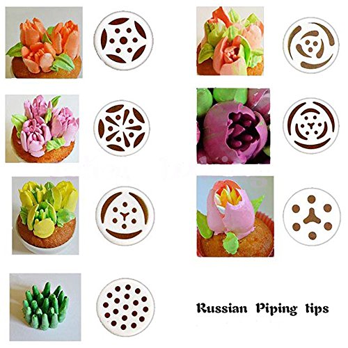 TANGCHU Russian Piping Tips 7PCS/SET 304 Stainless Steel Large Size Icing Syringe Set DIY Coupler Nozzle