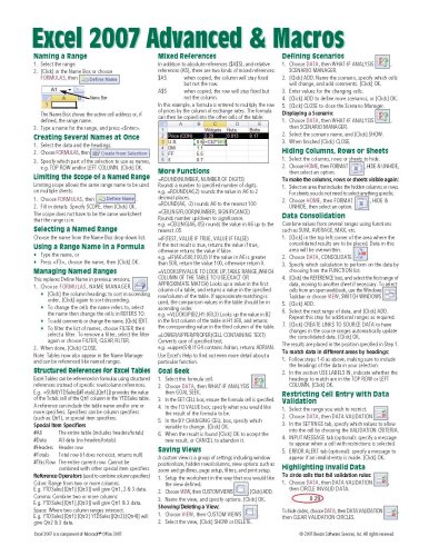 Microsoft Excel 2007 Advanced & Macros Quick Reference Guide (Cheat Sheet of Instructions, Tips & Shortcuts - Laminated Card)