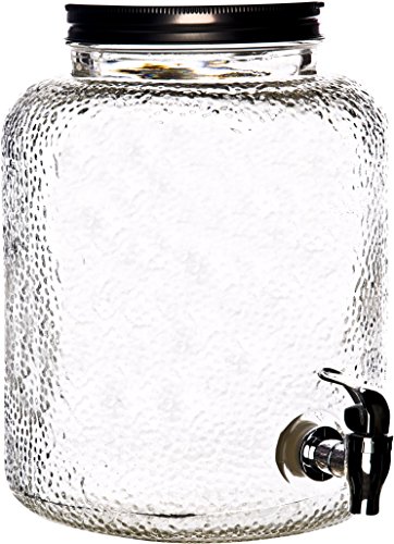 Palais Glassware High Quality Mason Jar Beverage Dispenser - Traditional Tin Screw Off Lid - 2 Gallon Capacity -