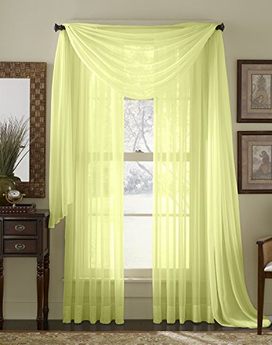 HLC.ME Yellow 2-Pack 108 inch x 95 inch Window Curtain Sheer Panels