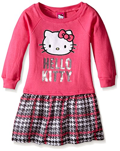 Hello Kitty Little Girls' HK Pink Hounds Tooth Dress, Passion Fruit, 3T