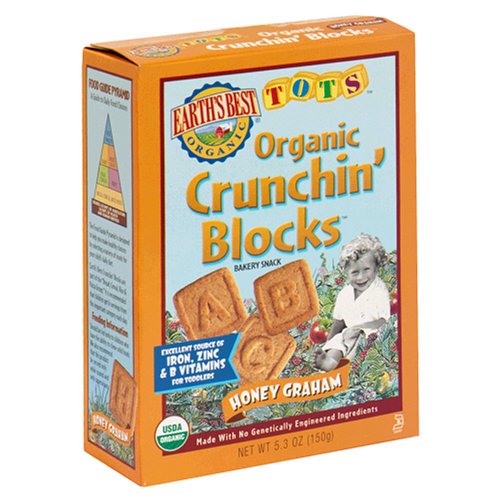 Earth's Best Organic Tots Crunchin Blocks, Honey Graham, 5.3-Ounce Boxes (Pack of 6)