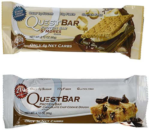 Quest Nutrition Protein Bar S'mores, Chocolate Chip Cookie Dough, 12 Bars Each
