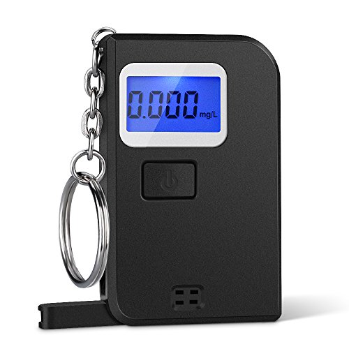 Homasy Keychain Breathalyzer Portable Keyring Breath Alcohol Tester, Black