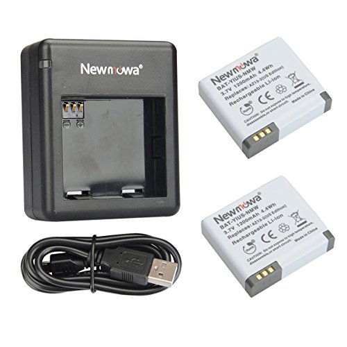 Newmowa AZ13-2 Rechargeable Battery (2-Pack) and Dual USB Charger for Xiaomi Yi Action Camera? Only Compatible with Official U.S. Edition?