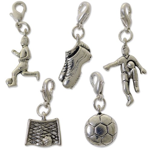 Soccer Charm Set with Silver Plated Clasps (Package of 5)