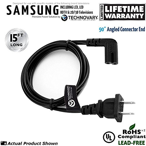 Samsung LED/LCD TV Power Cord (Specific Models Only) [15' Long, Angled Cord]