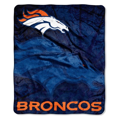 NFL Denver Broncos Raschel Plush Throw Blanket, Roll Out Design