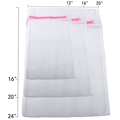 Jiexing Mesh Laundry Wash Bags, Set of 3(Small, Medium & Large), Travel Storage Bags, Delicates Laundry Bags for Lingerie, Underwear, Blouse, Bra, Sweater and Baby Clothes