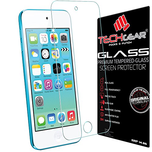 TECHGEAR® Apple iPod Touch 5 & iPod Touch 6 GLASS Edition Genuine Tempered Glass Screen Protector Guard Cover [iPod Touch 5th & 6th Generation (16GB 32GB 64GB 128GB)]