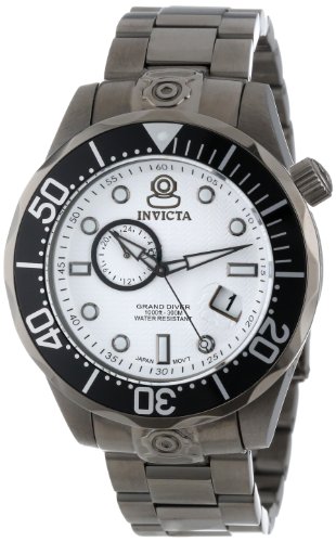 Invicta Men's Automatic Watch with White Dial Chronograph Display and Grey Stainless Steel Plated Bracelet 13701