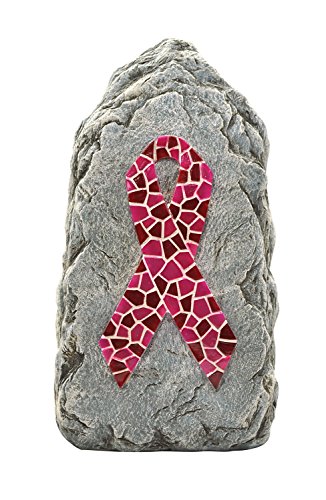 Moonrays Outdoor Solar-Powered LED Pink Mosaic Ribbon Garden Stone (Breast Cancer Awareness)