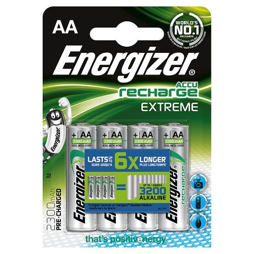 Energizer 2300MAh AA Accu Recharge Extreme Batteries, 4 Batteries