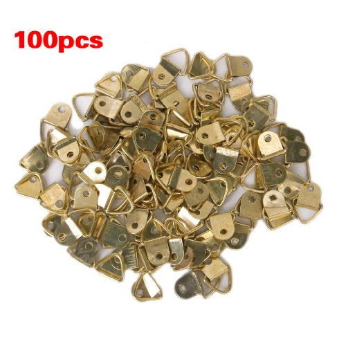 100Pcs Small Triangle D-Ring Picture Frame Hangers Single Hole with Screws