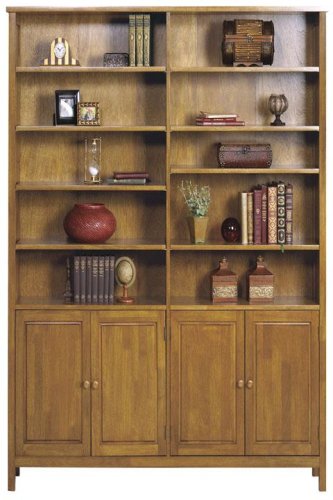 Mission Bookcase W/ Cabinet Double 48w Honey