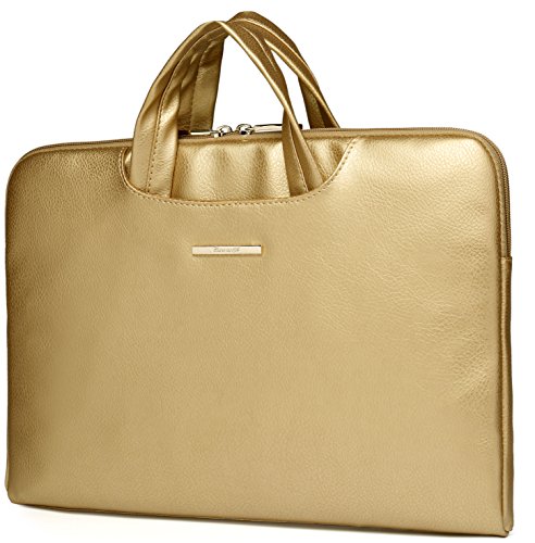 Canvaslife Gold PU Leather Laptop Briefcase Laptop Case for Macbook Dell Hp Lenovo Sony Toshiba Ausa Acer Samsun Laptop Sleeve Laptop Bag (Gold, 15inch/15.6inch/macbook pro 15)