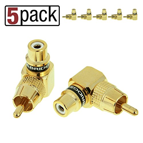 Mediabridge RCA Right Angle Adapter - 90° Female to Male Gold-Plated Connector - 5 Pack - (Part# CONN-RCA-RA-5PK )